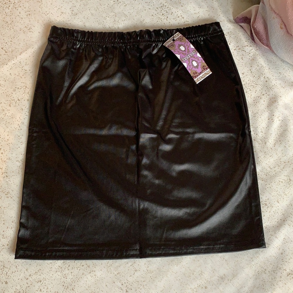 Boohoo wet look mini skirt